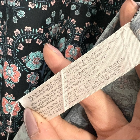 Eloquii Womens Size 22 Long Sleeve Shift Dress High Neck Blue Floral Tie At Neck - Picture 9 of 14